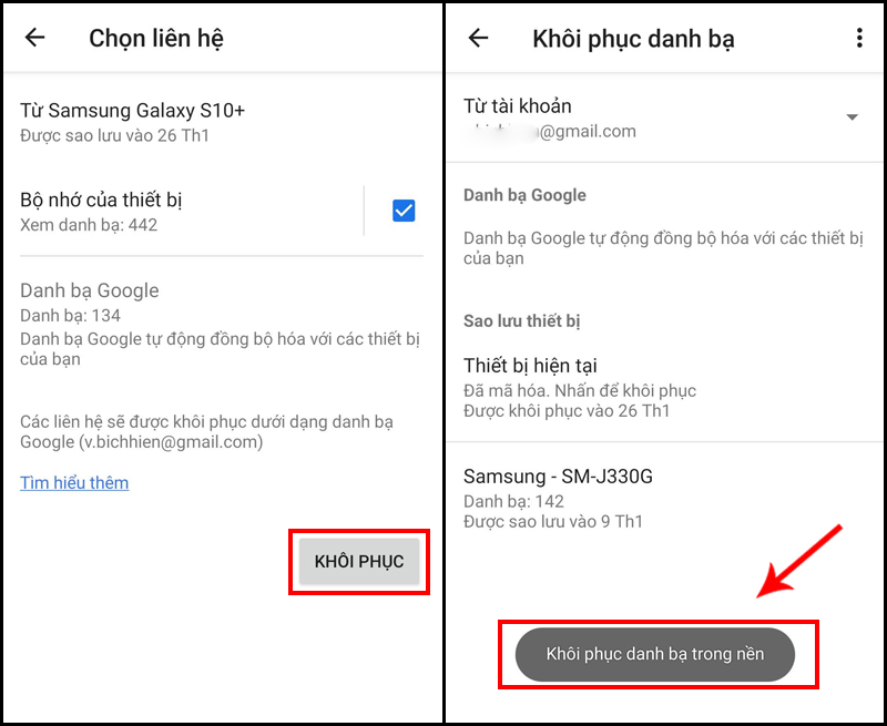 Cách lấy lại danh bạ trên điện thoại Android bằng tài khoản Google